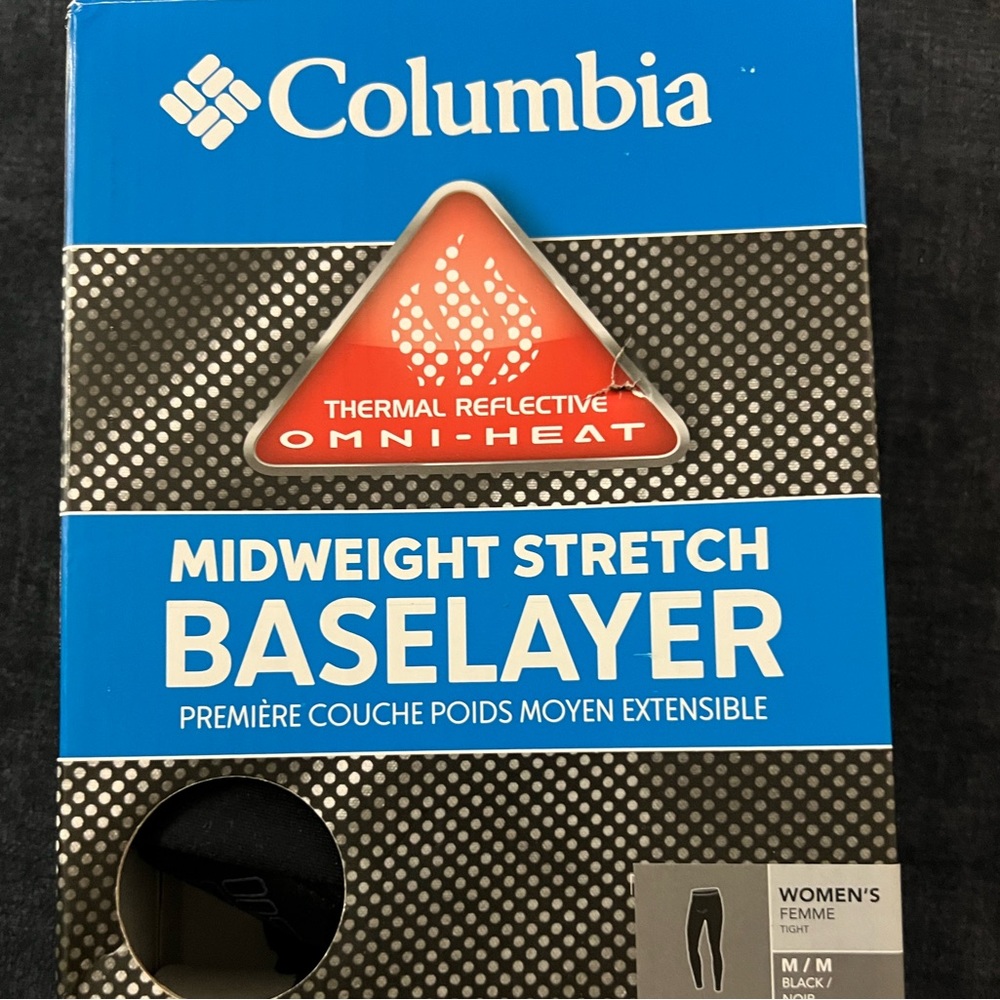 Columbia womens medium midweight stretch base layer. Black NIB